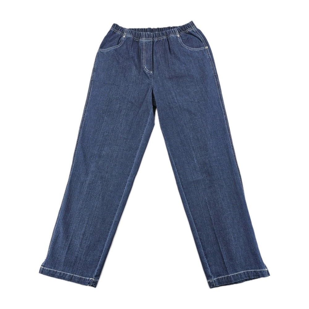 Vintage BLAST Women's Jean Pants Medium Blue Denim Elastic Waist Y2K Embroidered